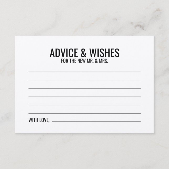 Cartão Rustic Wedch Advice and Wish Card (Frente)