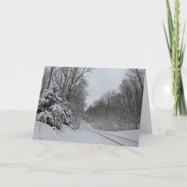 Cartão Rustic Winter Snow Scene Blank Inside (Frente)
