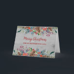 Cartão Rustic Wood Brother Felry Natal<br><div class="desc">Feliz Natal para um cartão irmão com um padrão de madeira rústico e folhagem de floresta aquosa.</div>