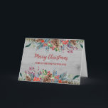 Cartão Rustic Wood Friend Felry Natal<br><div class="desc">Feliz Natal para um cartão de amigo com padrão de madeira rústico e folhagem de floresta de cor d'água.</div>