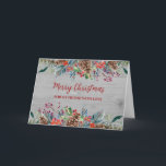 Cartão Rustic Wood Friend Felry Natal<br><div class="desc">Feliz Natal para um cartão de amigo com padrão de madeira rústico e folhagem de floresta de cor d'água.</div>
