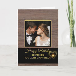 Cartão Rustic Wood Grain Happy Birthday to My Wife