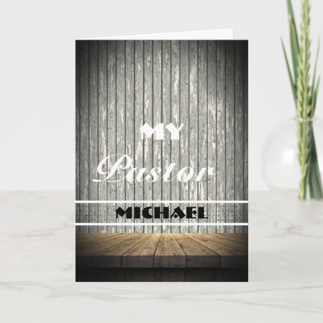 Cartão Rustic Wood Pastor Appreciation Card (Frente)