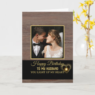 Cartão Rustic Wood plank Happy Birthday to my Husband 