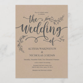 Cartão rústico bonito do convite do casamento