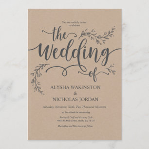 Cartão rústico bonito do convite do casamento
