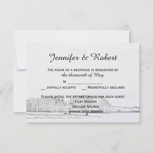 Cartão rústico da resposta do casamento do país (Frente)