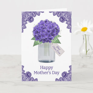 Cartão Rústico de Renda Floral Roxo para Dia das Mães Hyd