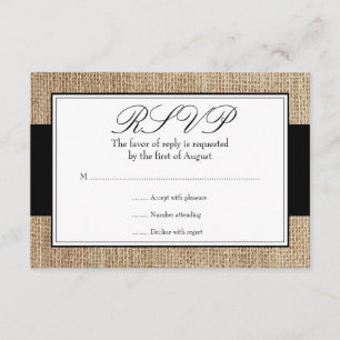 Cartão rústico formal da resposta do preto de