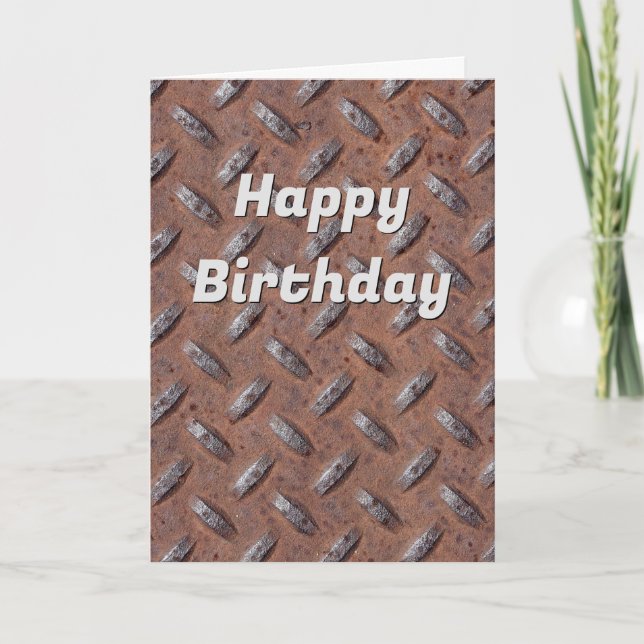 Cartão Rusty Diamond Plate Birthday (Frente)