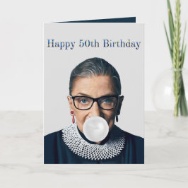 Cartão Ruth Ginsburg chiclete branco Feliz 50º Aniversári