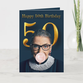 Cartão Ruth Ginsburg chiclete rosa Feliz 50º Aniversário