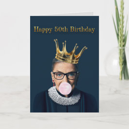 Cartão Ruth Ginsburg Coroa Chiclete Feliz 50º Aniversário