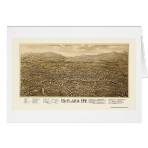 Cartão Rutland, mapa panorâmico do VT - 1885