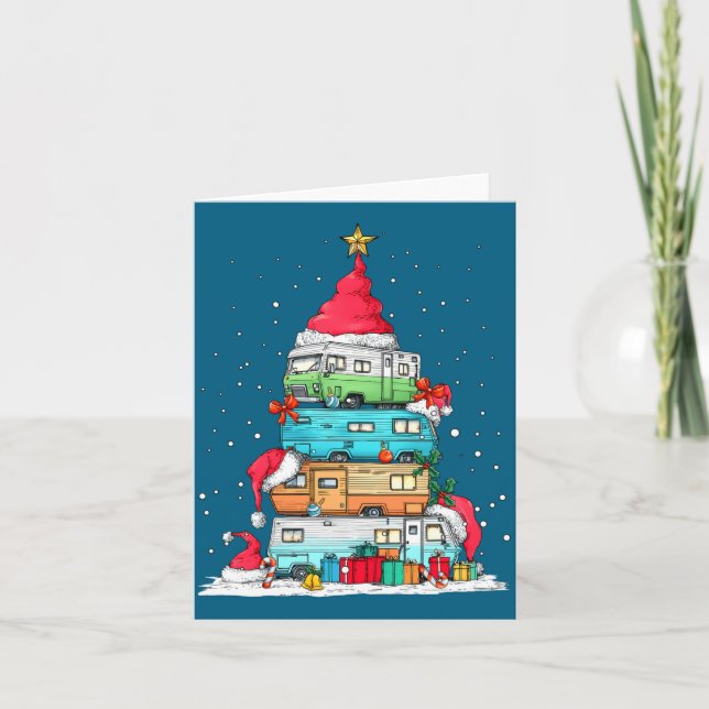 Cartão Rv Camng Camper Travel Vacation Christmas Tree Xma (Frente)