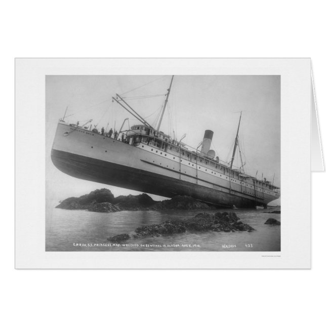 Cartão S.S. Princess May Naufragou 1910 (Frente Horizontal)