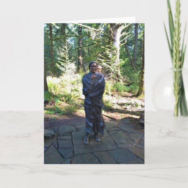 Cartão Sacagawea Statue, Fort Clatsop, Astoria, Oregon (Frente)