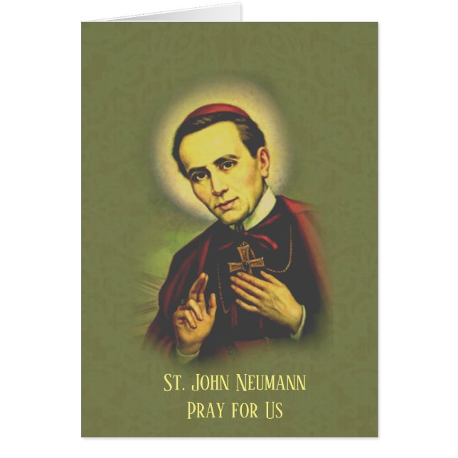 Cartão Sacerdote católico de St John Neumann (Frente)
