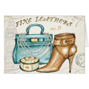 Cartão Saco de couro e calçados finos