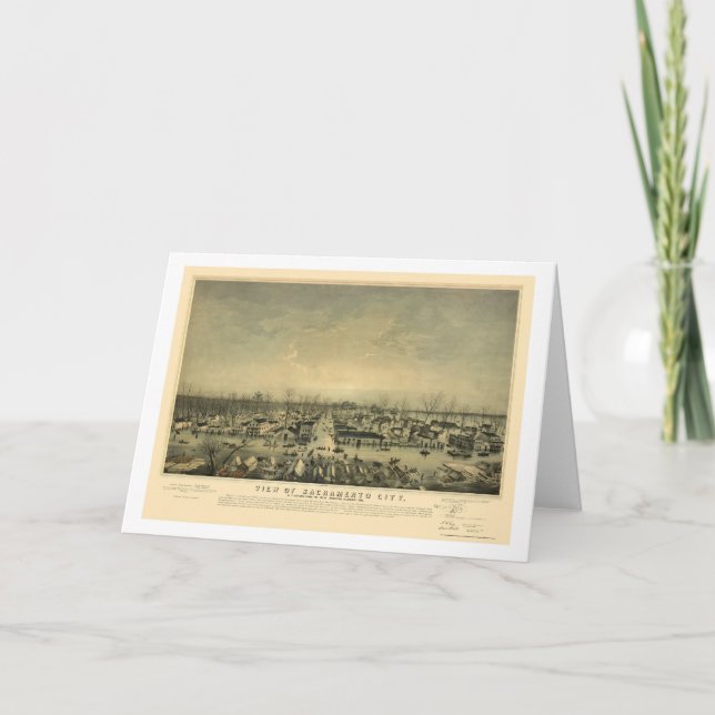 Cartão Sacramento, CA Panoramic Map - 1850 (Frente)