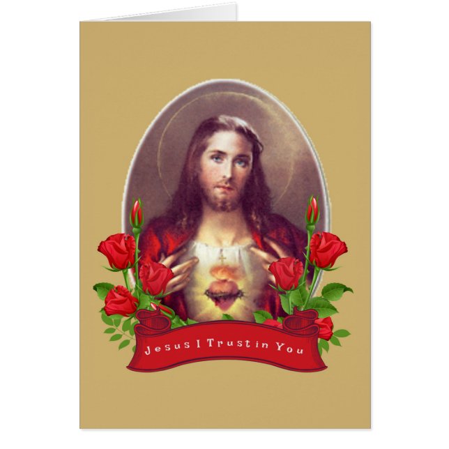 Cartão Sacred Heart Jesus I Trust in You (Frente)