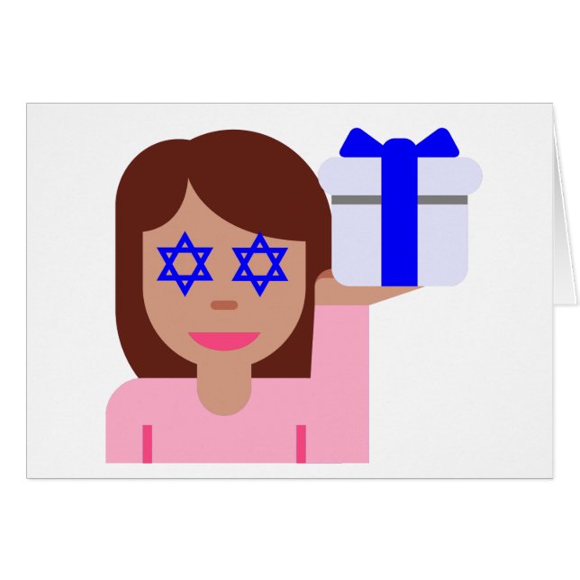 Cartão sacudir de cabelo chanukkah emoji (Frente Horizontal)