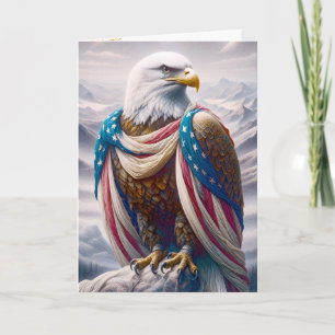 Cartão Sad Bald Eagle com bandeira 4 de julho