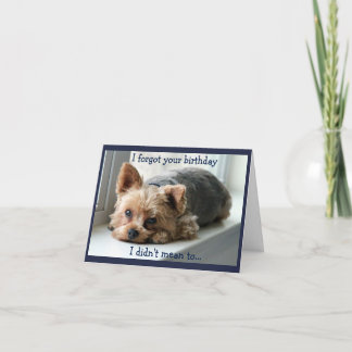 Cartão Sad Yorkie Belated Birthday