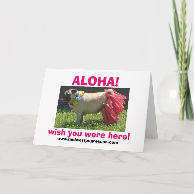 Cartão Sadie May hula, ALOHA, queria que estivesse aqui.. (Frente)