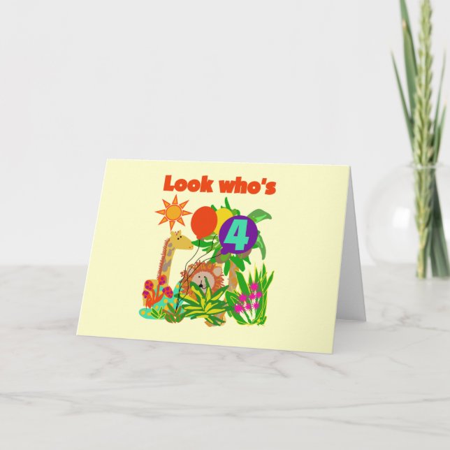 Cartão Safari 4º Aniversário Camisetas e presentes (Frente)