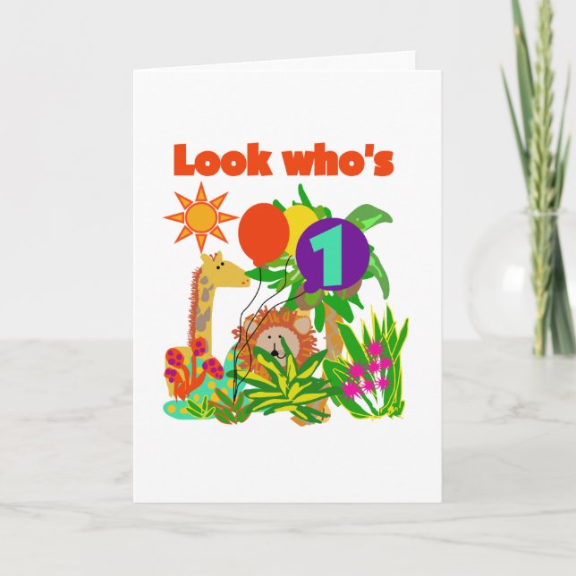 Cartão Safari Primeiro Camisetas e presentes de aniversár (Frente)