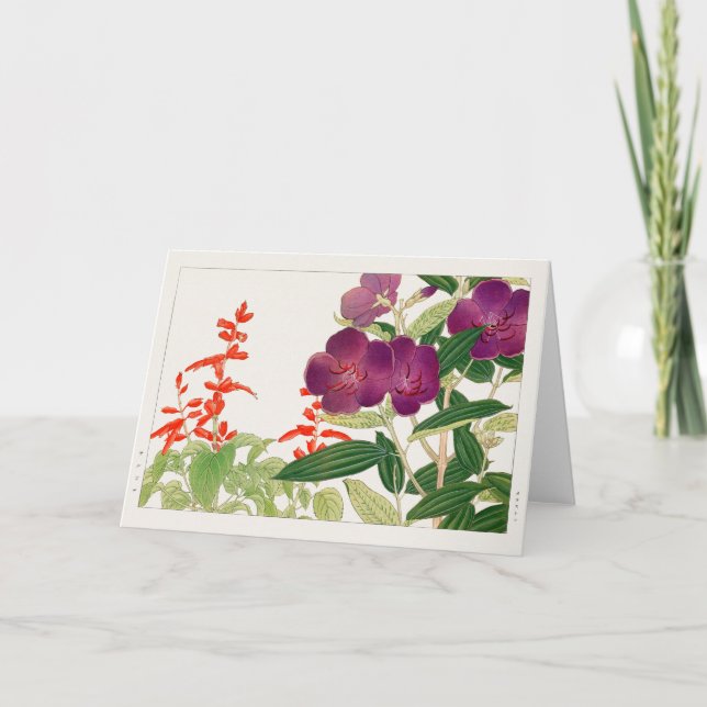 Cartão Sage escarlate, Melastoma, de Tanigami Konan (Frente)