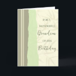 Cartão Sage Green e Beige Grandson Birthday<br><div class="desc">Cartão de aniversário para neto com verde senador moderno e simples e design bege e verso pensativo.</div>