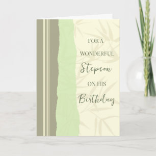 Cartão Sage Green e Beige Stepson Aniversário