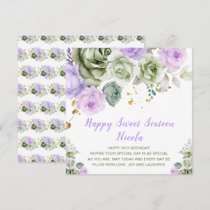 Cartão Sage Green e Purple Floral Sweet Sessenta