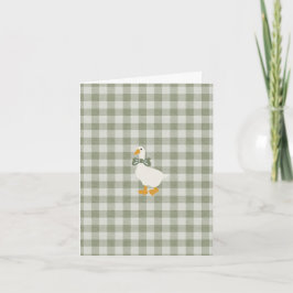 Cartão Sage Green Gingham Buffalo Check Baby Shower 