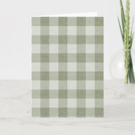 Cartão Sage Green Gingham Buffalo Check Linen Texture 