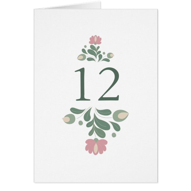 Cartão Sage Green Wildflower Wedding Table Number (Frente)