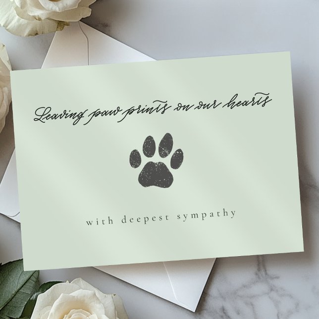 Cartão Sage Verde Cinza Rústico Impressão de Pata Perda d (Criador carregado)