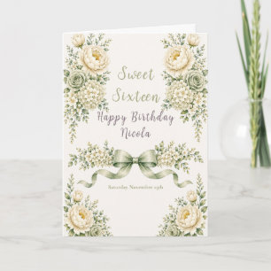 Cartão Sage Verde Marfim Sweet Sixteen