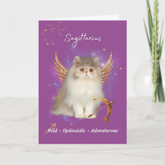 Cartão Sagittarius Cat Birthday Card