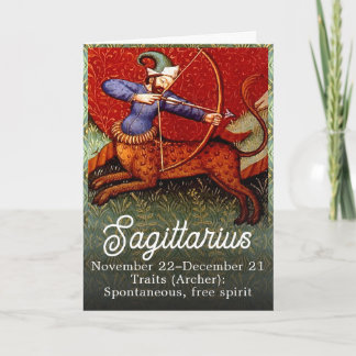 Cartão Sagittarius Horoscópio Zodiac Arte Medieval Aniver