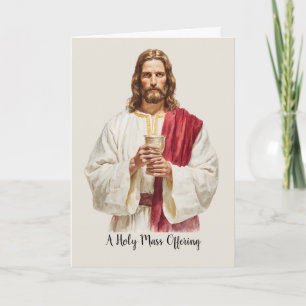 Cartão Sagrada Oferta de Missa Católica Jesus Eucaristia