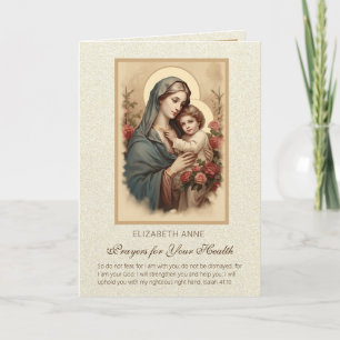 Cartão Sagrada Virgem Maria Jesus Flores Saúde Orações