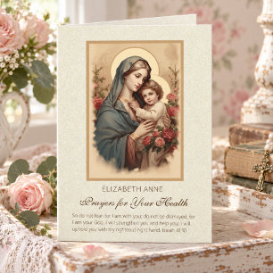 Cartão Sagrada Virgem Maria Jesus Flores Saúde Orações