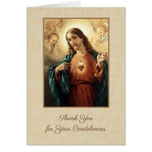 Cartão Sagrado Coração de Jesus Católico de Condolências 