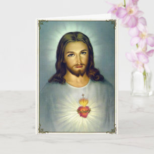 Cartão Sagrado Coração de Jesus Pose Tradicional Católico