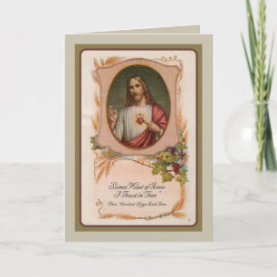 Cartão Sagrado Coração Jesus Simpatia Condolências Crucif