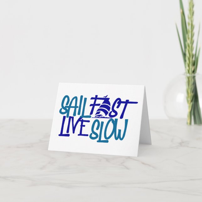Cartão Sail Fast Live Lento náutico (Frente)