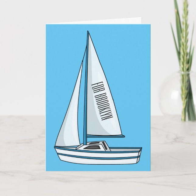 Cartão Sailboat cartoon illustration (Frente)
